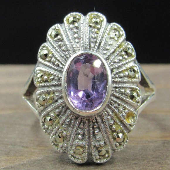 Jewelry - Size 7 Sterling Silver Rustic Amethyst Ring